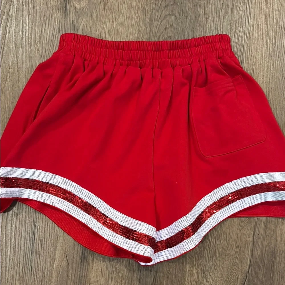 NWT Peach Love California Red Sequin Trim Shorts - Picture 3 of 3